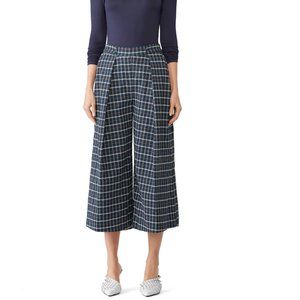Christian Pellizzari Blue Plaid Wide Leg Capri Pants, size 38 (fits US size 2)